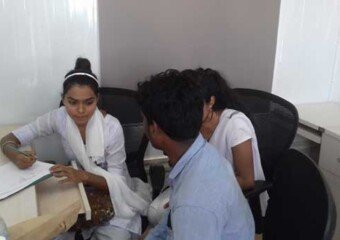 PHC Staff taking Individual details and past health related inquires of site staff